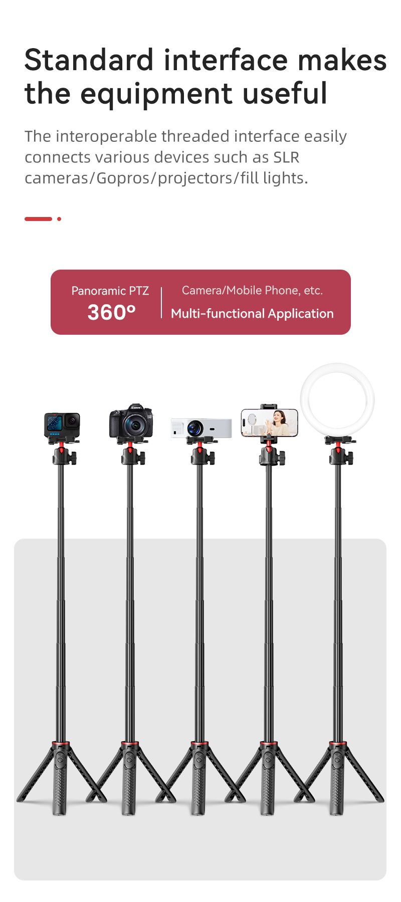 Music Festival Portable Fleksibel 90CM ultra-stabilt landingsskjelett teleskopisk håndholdt integrert live selfie stick_voghion.com