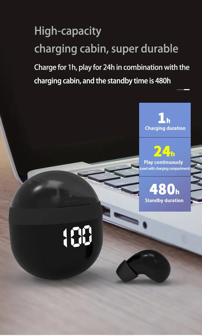 Invisible Headphones TWS Mini Earphones Wireless Bluetooth 5.3 Earbuds With Microphone Noise Reduction In-Ear Headset_voghion.com