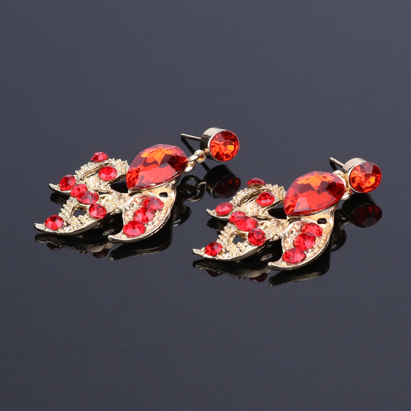 Set di bigiotteria da donna, da sposa, con strass, in cristallo, con collana di fiori e orecchini, per feste_voghion.com