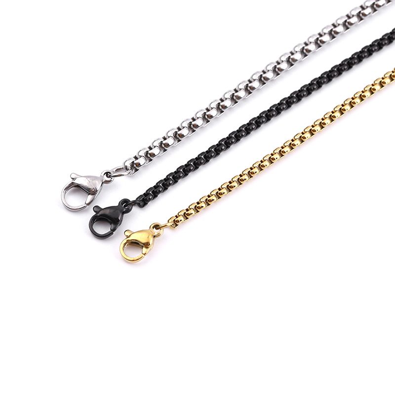 Titanstahl Quadratische Perle Galvanisiert 2,5 MM Dicke Länge 60CM Anhänger Kette DIY Schmuck Unisex Halskette_voghion.com