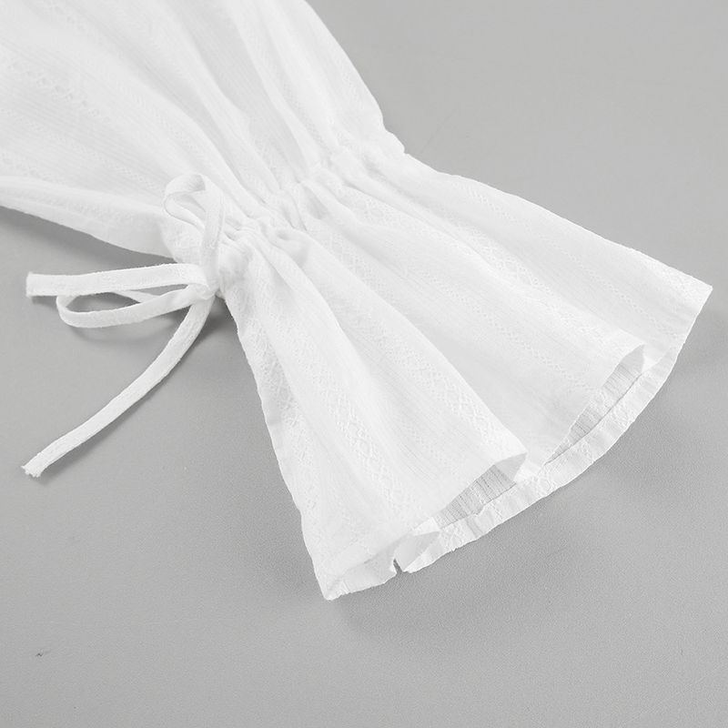 K Pique Polo Collar Blouse For Women; Loose Fit For Work; Can Be Worn As An Undergarment; With Flared Sleeves_voghion.com