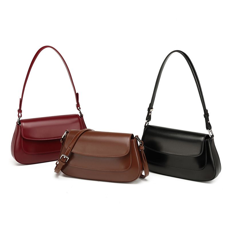 Borsa a tracolla singola da donna in vera pelle di vacchetta, versatile, di alta qualità, da portare sotto le ascelle_voghion.com