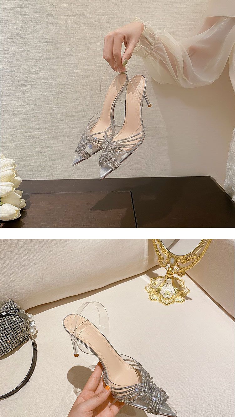 Dammen Schongschnürsenkel Diamant Strass transparent Sandalen Dammen all-passend Héichhieler_voghion.com