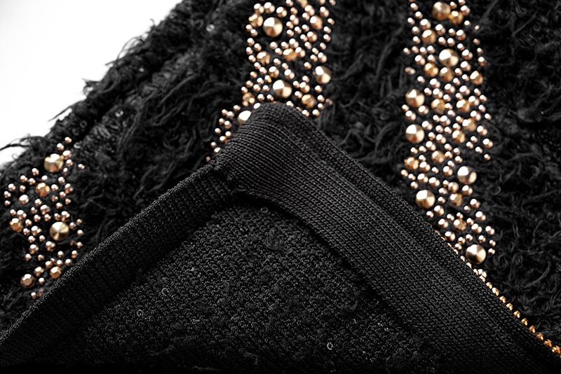 Ropa de mujer Otoño e invierno Moda de lana Chaqueta tipo cárdigan de diamantes calientes Abrigo Chaleco sin mangas Temperamento Falda de cadera Traje_voghion.com