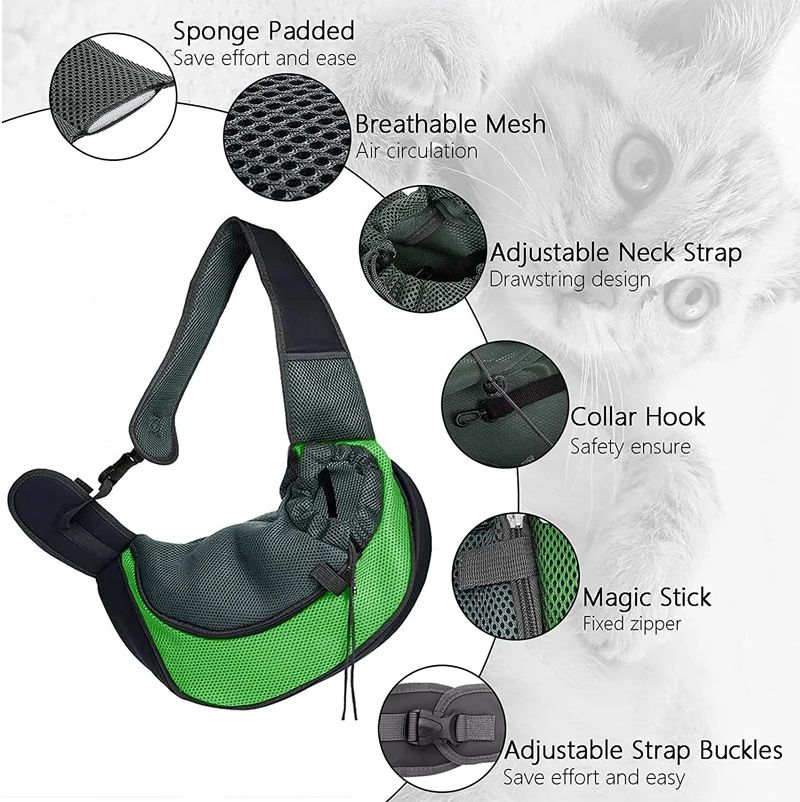 Mochila transportadora para mascotas, gatos y perros, bolso de viaje tipo bandolera de malla, ideal para llevar suministros de transporte de mascotas._voghion.com
