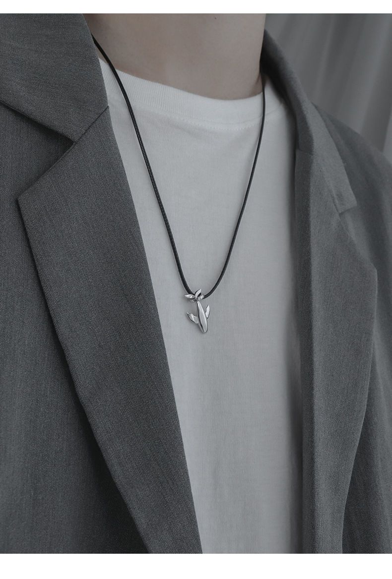 Collana di lusso Whale Fall Pure da uomo, trendy, versatile, in argento, stile minimalista, ciondolo da uomo, regalo per fidanzato_voghion.com