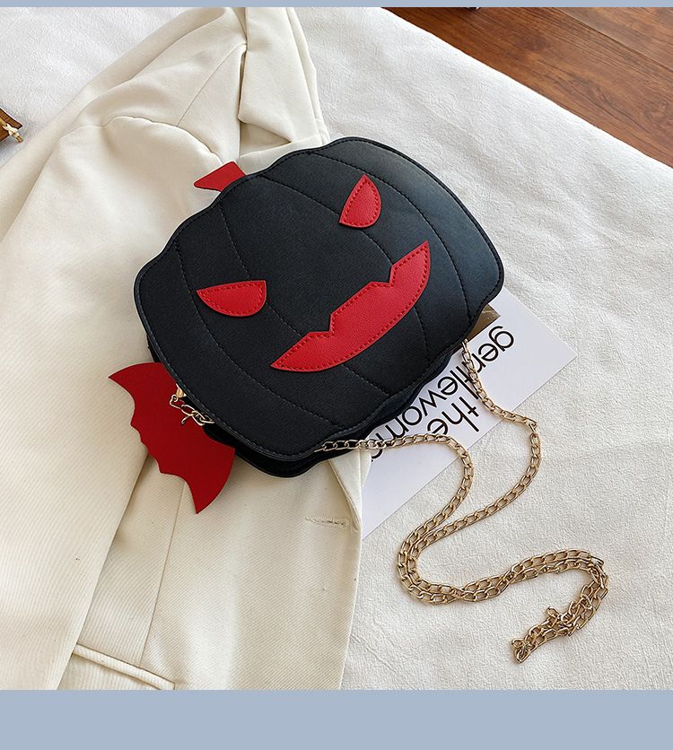 Borsa a tracolla con zucca glitterata a tema Halloween per donna - Borsa a tracolla in PU riflettente retrò con tasche con cerniera, accessorio alla moda e divertente_voghion.com