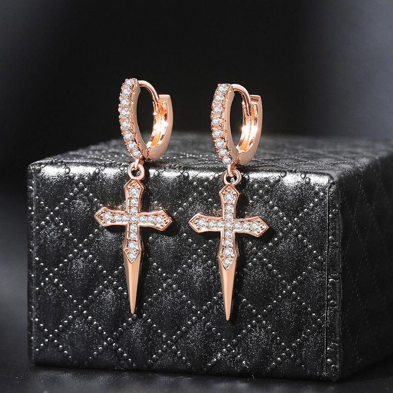 Popular Zircon Earrings cross butterfly star moon hip hop Earrings Gold Plated men's and women's Earrings_voghion.com