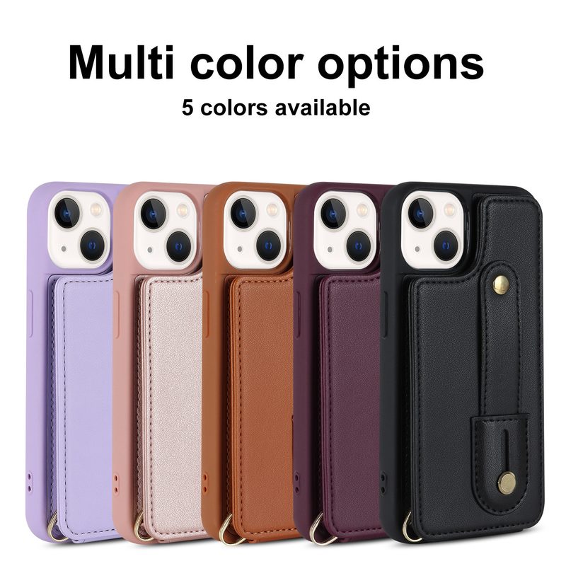 Étui bandoulière multifonctionnel en cuir TechGlobe pour iPhone 15, compatible avec iPhone 16, iPhone 14, 13 et Samsung._voghion.com