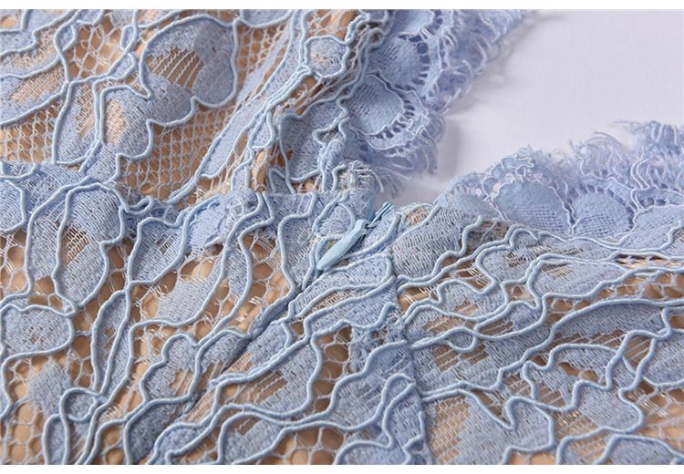 Blaues französisches Abendkleid, kann ein Spitzenkleid mit prominentem Temperament tragen, Frauen, Sommer 9433_voghion.com