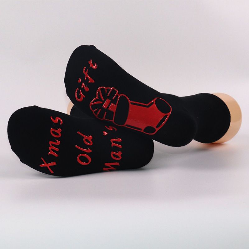 Calzini natalizi per uomo e donna, calzini antiscivolo con monogramma e tubo centrale_voghion.com