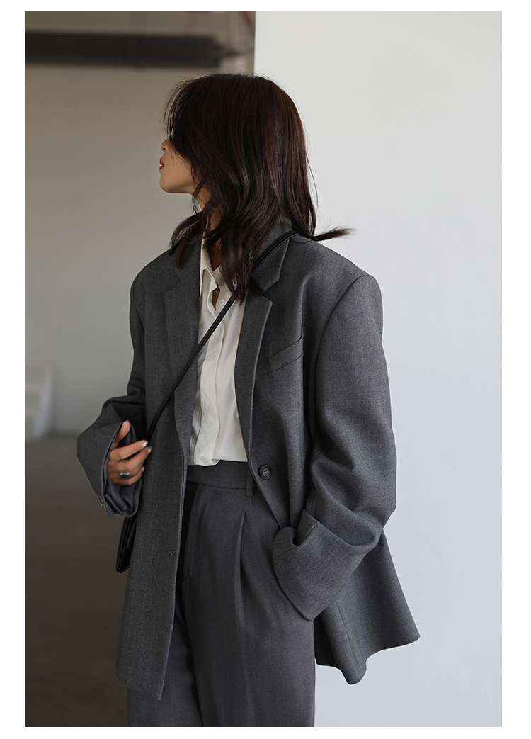 CHICVEN Donna Office Lady Blazer Polsino Ricamo Spalla Larga Abito in Twill Capispalla Donna Autunno Capispalla Elegante Top_voghion.com