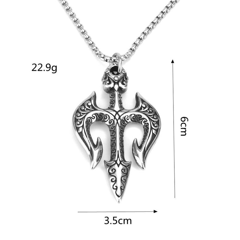 Titāna tērauda kaklarota, personalizēts jūras dieva trijzaris, moderns vīriešu aksesuārs, valdonīgs kulons_voghion.com