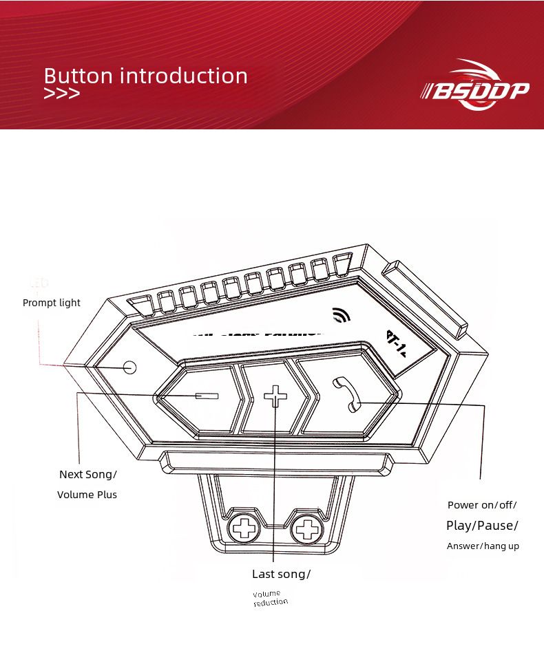 BSDDP hjelm Bluetooth headset trådløs forbindelse svar telefon afspil musik hjelm indbygget headset modifikation_voghion.com