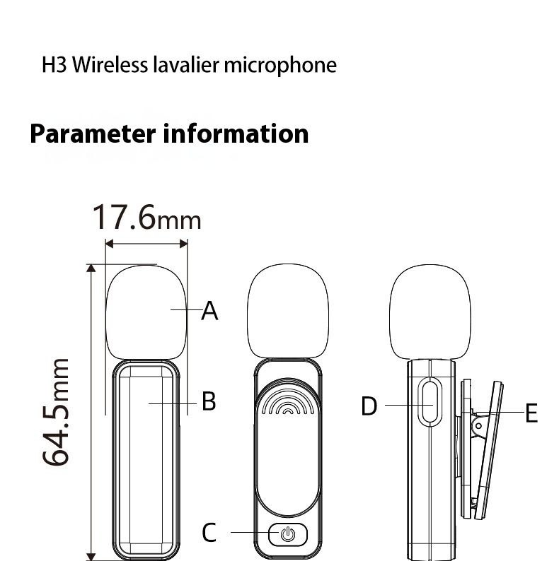 H3 magnetiline juhtmevaba lavalier mikrofon kolmetasemelise mürasummutusega, laetava mobiiltelefoni salvestusega, välitingimustes_voghion.com