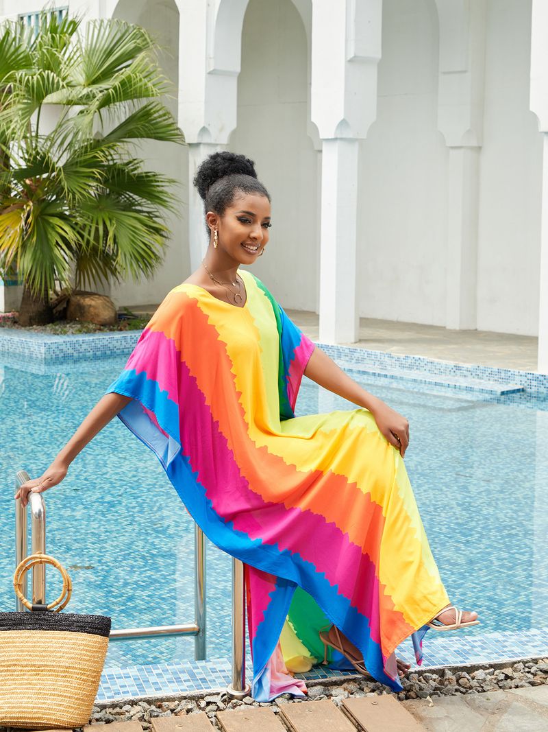 Boho Chic Cotton Beach Cover-Up – Loose Robe Style Swimsuit Outerwear For Vacation & Poolside Relaxation_voghion.com