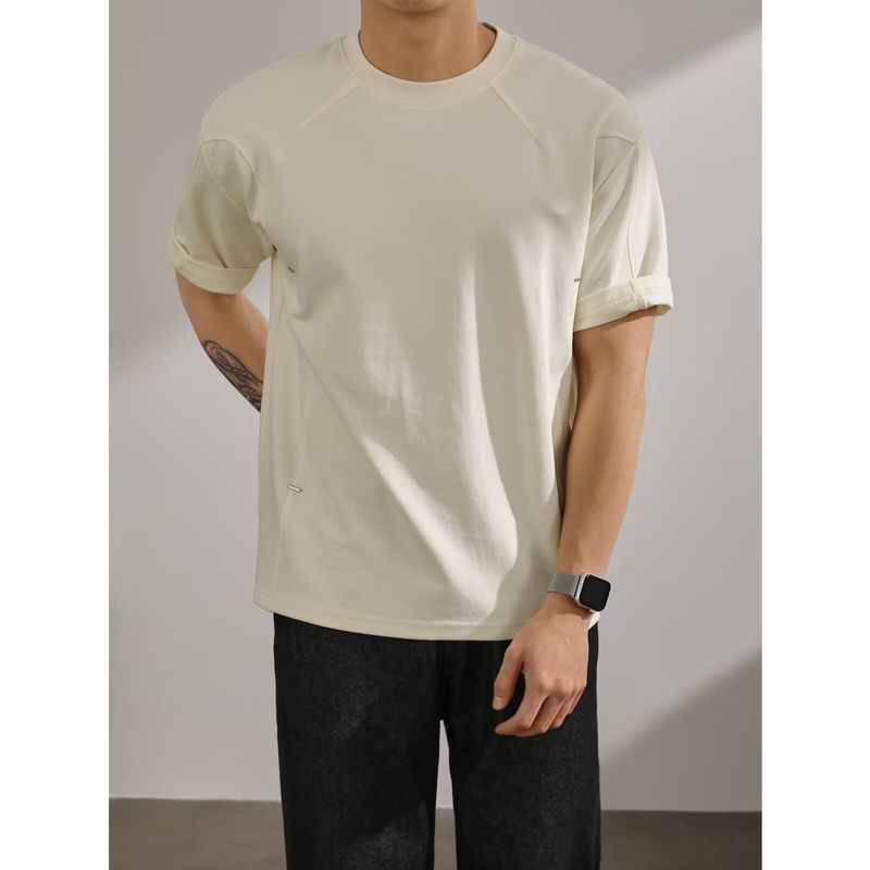 Herrenbekleidung Design Sense Deconstruction Line Lose Kurzarm-T-Shirt Herren Sommer Neuer Stil Atmungsaktiv Einfaches Casual T-Shirt Top_voghion.com