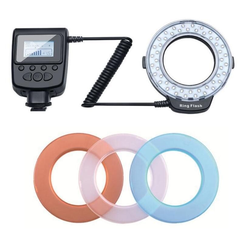 ro Flash Light With LCD Display 7 Brightness Settings 8 Mount Rings Camera Tool D2RC_voghion.com