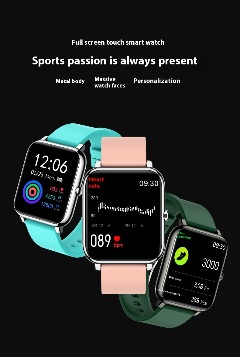 Orologio sportivo intelligente - Dotato di monitoraggio della frequenza cardiaca, impermeabile IP67, durata della batteria di 30 giorni (borsa da braccio gratuita)_voghion.com