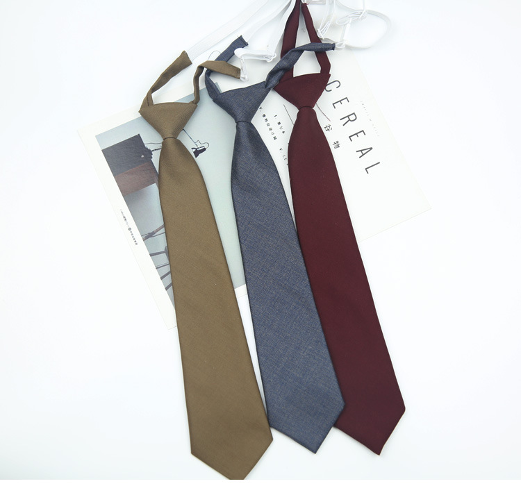 Cravatte e fazzoletti da donna cravatta piccola retrò tinta unita senza elastico per bambina corta nera blu navy vino rosso_voghion.com