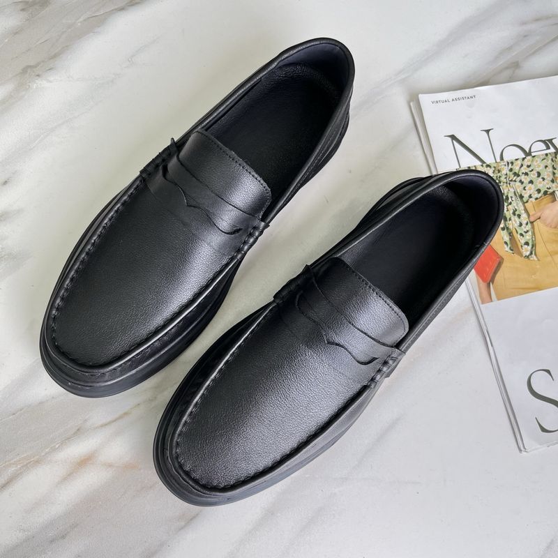 Ejia Unlabeled Cowhide Men's Slip-On Leather Rubber Foam Soft Sole Breathable Loafers Driver's Shoes_voghion.com