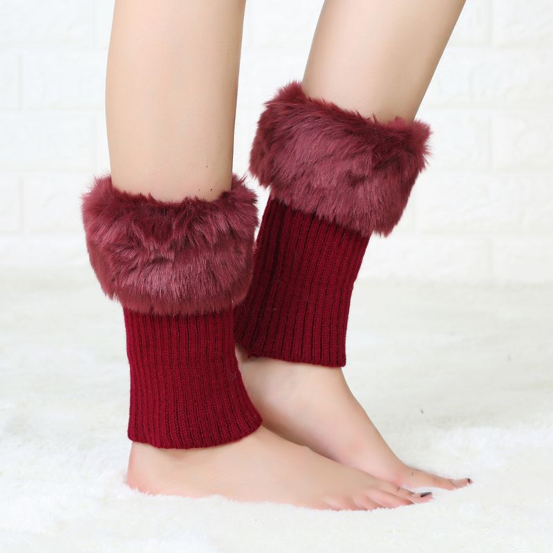Neue Herbst-Winter-Kurzstil-Flip-Over-Plüsch-warme Socken und Stiefelüberzüge für Damen-Beinschützer aus gestrickter Wolle_voghion.com