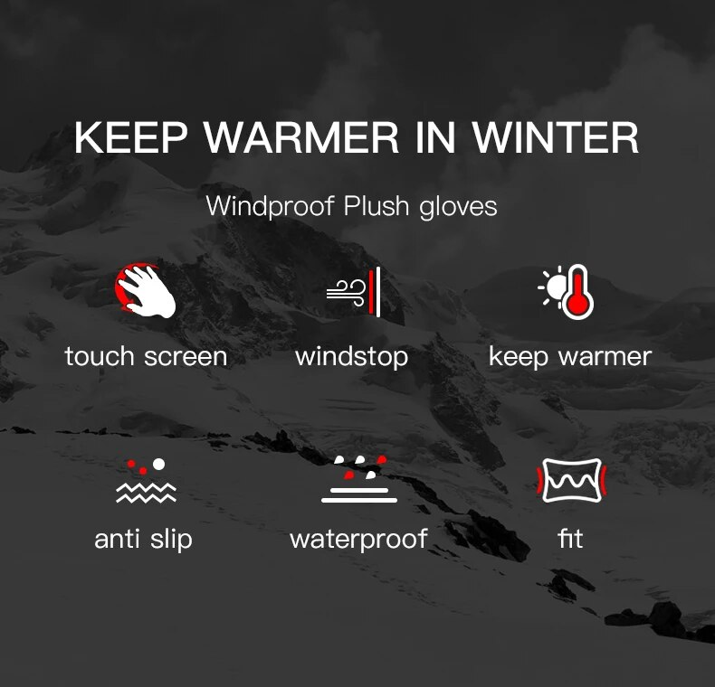 Herren-Fahrradhandschuhe, Winter, warm, Leder, Fleece, wasserdicht, winddicht, Touchscreen, Fahrrad, Outdoor, Vollfinger, Fahrrad, Ski_voghion.com