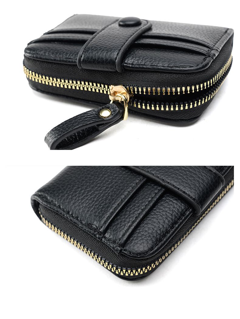 Porta-cartões com estampa de lichia, porta-cartões em formato de sanfona, porta-moedas curto feminino, versão coreana, grande capacidade, compartimento para vários cartões, carteira com zíper_voghion.com