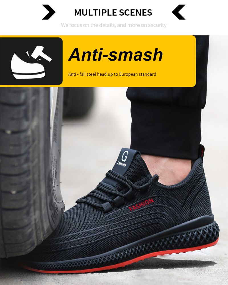 Scarpe da lavoro con punta in acciaio e rete traspirante Manlegu, scarpe da lavoro traspiranti per uomo e donna, stivali di sicurezza leggeri e antiforatura_voghion.com