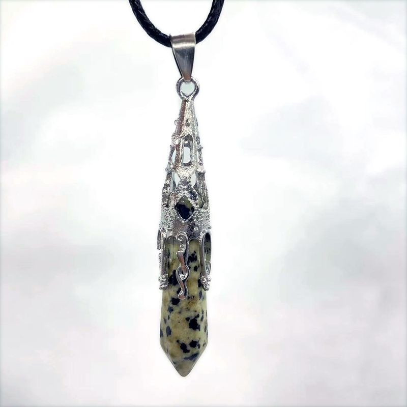 Colliers rétro bijoux cristal naturel gemme alliage pendule hexagonal Morning Glory pendentif simple pendentif collier_voghion.com