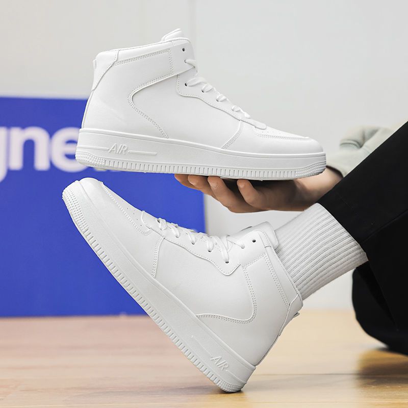 Jesenske i zimske visoke, moderne korejske sportske cipele za 2024., nove muške ležerne, svestrane bijele cipele za muškarce_voghion.com