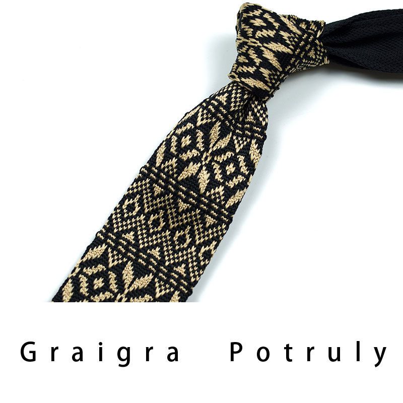 Men's Ties & Handkerchiefs style ethnic style coffee color yellow gray dark green width 6CM men's knitted tie_voghion.com