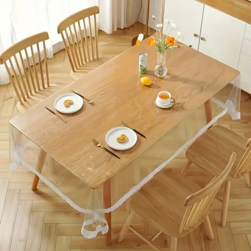 Tischdecke, Dünner Transparenter Kunststoff, Ölfeste Abwischbare Tischdecke Für Esstische, Partys, Camping Geruchlos_voghion.com