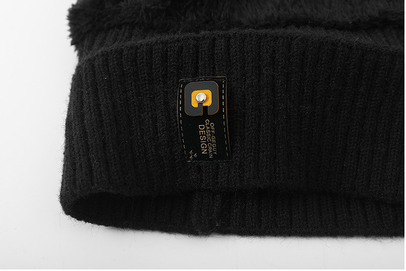 Winter hat plush knit hat autumn and winter wool hat winter hat letter label melon skin hat_voghion.com