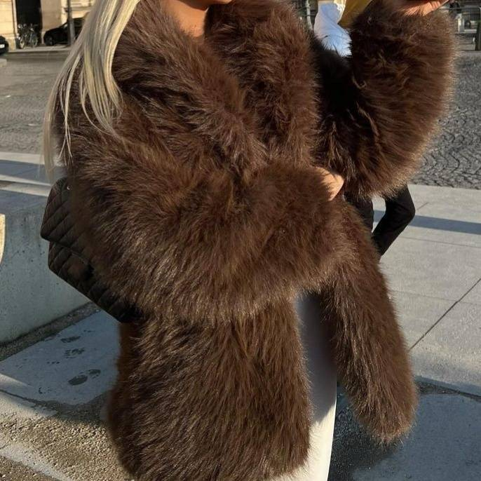 Women's Clothing Solid Color Fur Coat Comfortable Temperament Elegant Leisure Warm Eye Catching Coat_voghion.com