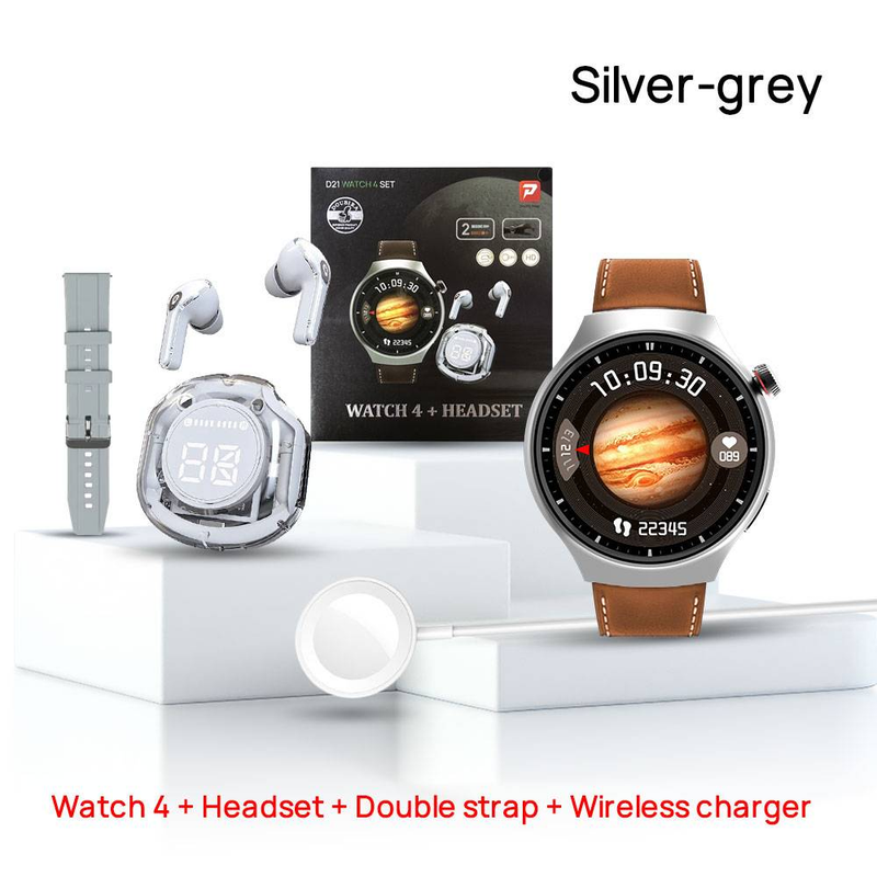 D21 Watch4 Smart Watch With Bluetooth Calling, Dual Strap & Earphone Bundle - Stylish Fitness Tracker For Men And Women_voghion.com