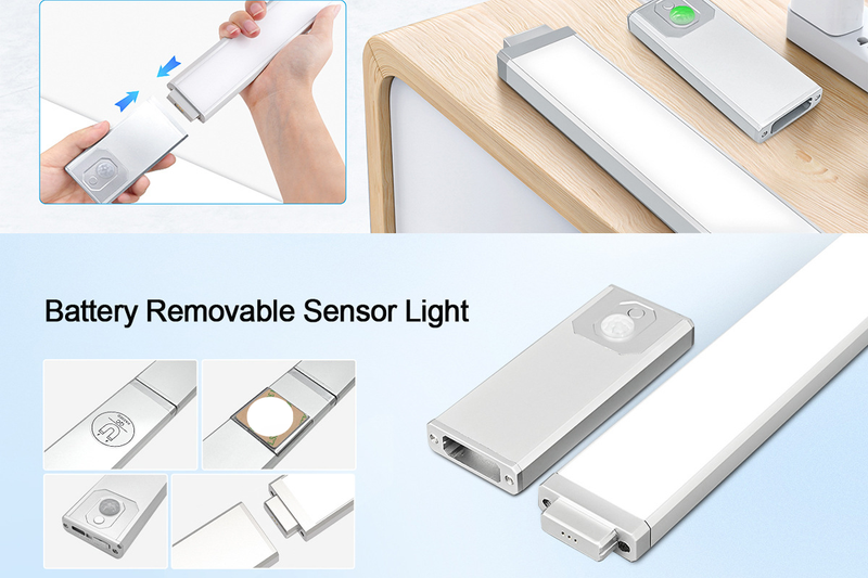 Rechargeable LED Motion Sensor Night Light - Ultra-Thin Detachable Battery, For Closet, Cabinet & Bedroom_voghion.com