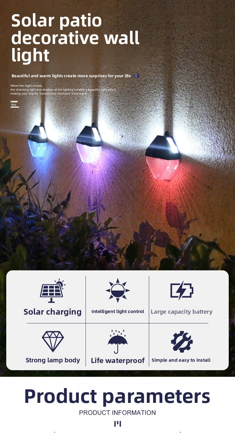 LED-wandlamp op zonne-energie – dubbelzijdige verlichting, waterdichte schutting- en tuinverlichting (wit/warm licht + kleurveranderende opties)_voghion.com