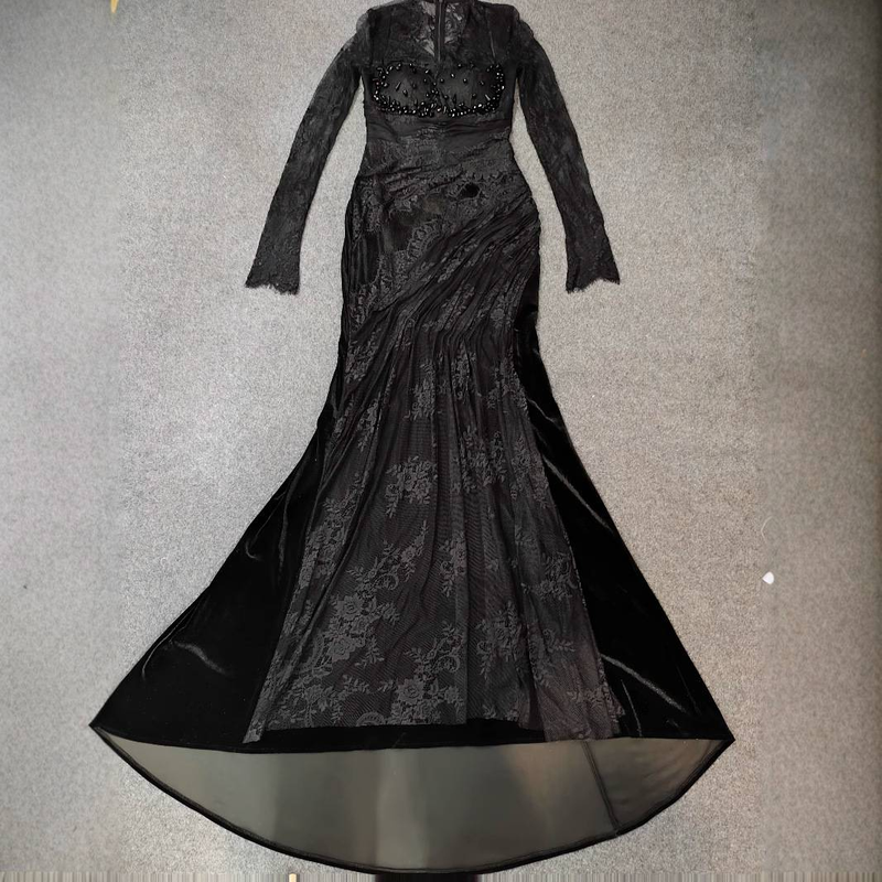 Elegant Mermaid Evening Gown With Long Sleeves – Slim Fit U-Neck Formal Dress For Parties & Special Occasions_voghion.com