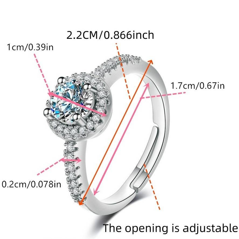 Adjustable Cubic Zirconia Wedding Ring For Women - Elegant Princess Style Stackable Band, Rose Gold/Silver/Gold, Ins Fashion Jewelry_voghion.com