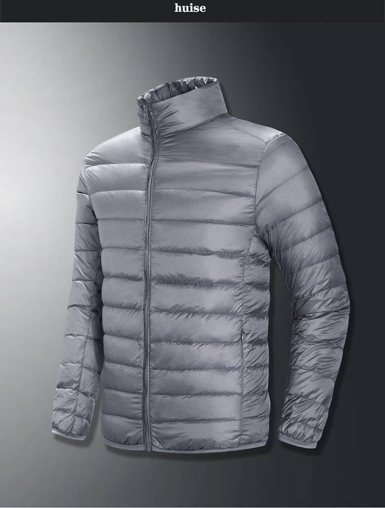 Men's Lightweight Stand Collar Down Jacket - 550fp White Duck Feather, Slim Fit Short Coat For Sports & Casual, Black/Navy/Red/Blue/Gray, M-6xl_voghion.com