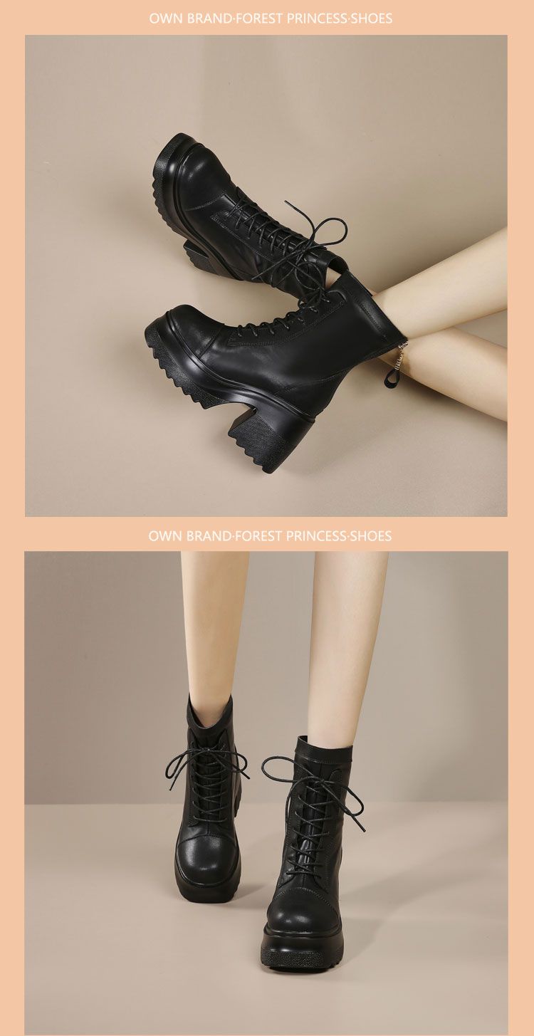 【9.5cm Heel Lift】Women's Faux Fur Martens 25 Winter New Arrival Versatile Thick Soles Mid-Calf Elastic Boots_voghion.com