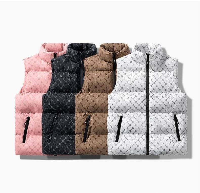 Men's Quilted Puffer Vest With Zippered Pockets, Slim-Fit Sleeveless Jacket For Winter, Lightweight Polyester-Cotton Blend Gilet (M-5XL)_voghion.com