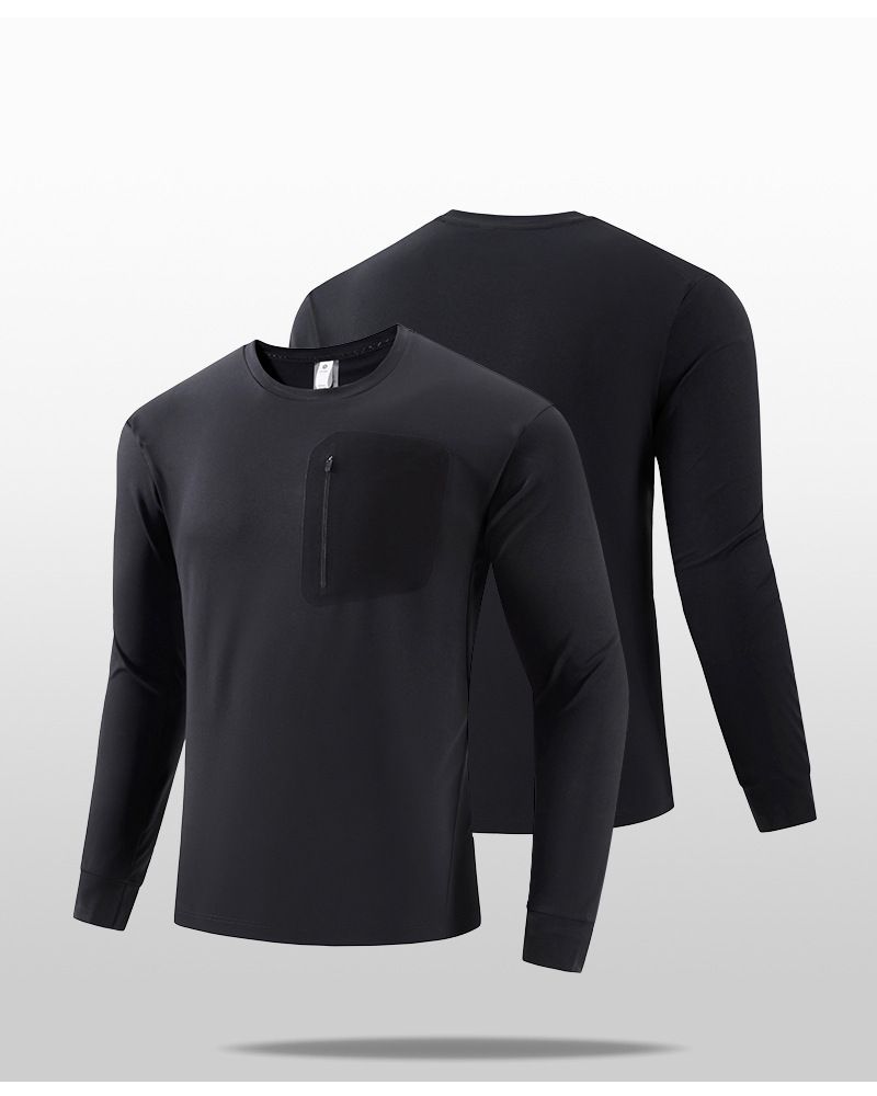 Maglietta a maniche lunghe da uomo per attività all'aperto – Maglia elasticizzata e traspirante per escursionismo e campeggio (nero, verde militare, beige, taglie UE dalla M alla 5XL)_voghion.com