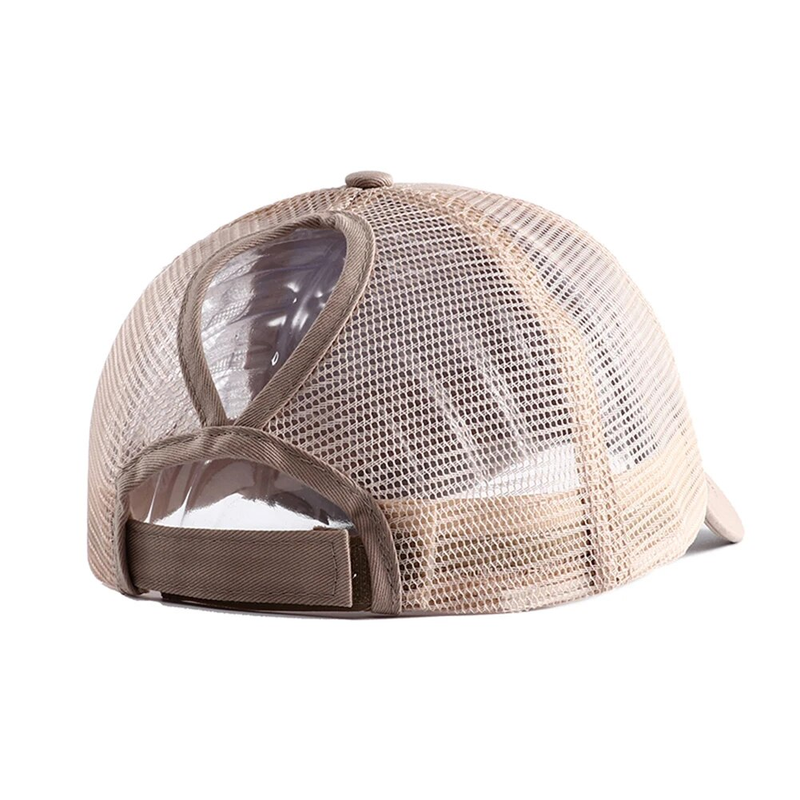 2023 neue Sommer Camouflage Mesh Trucker Hut Snapback Kappe Chapeau Femme Mode Unordentlich Haar Bun Pferdeschwanz Baseball Caps für_voghion.com