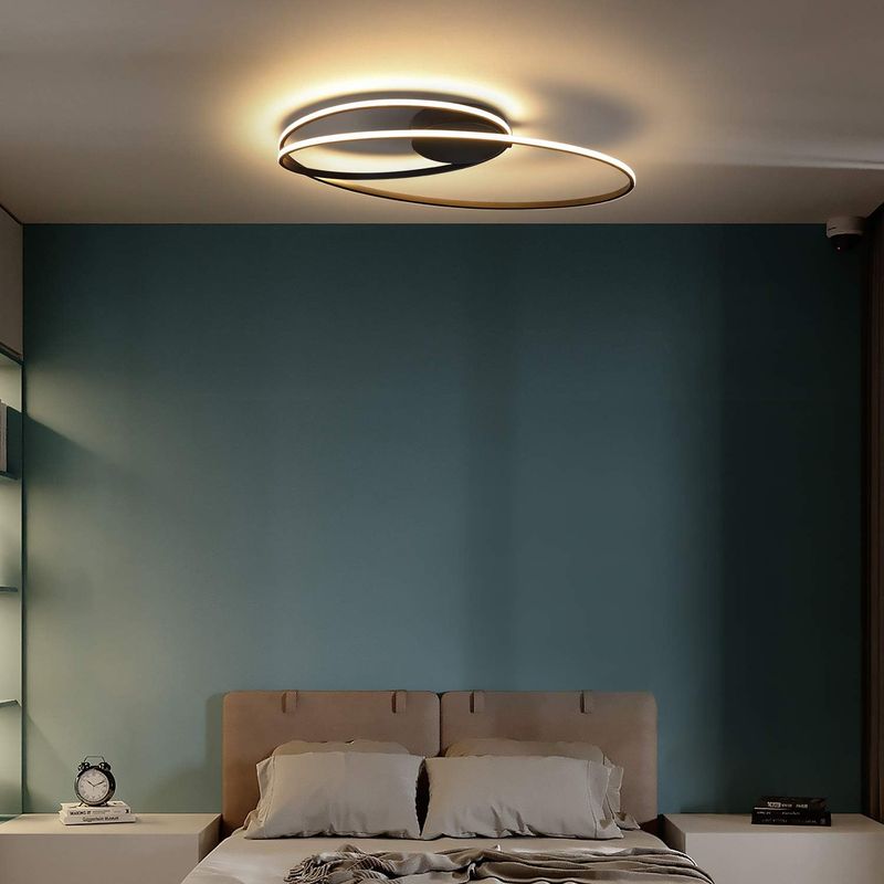 Glitzerlife LED Deckenleuchte Deckenlampe Schwarz - 36W Wohnzimmerlampe 3000K Warmweiß Schlafzimmerlampe Modern Design Deckenbeleuchtung Ring Für Hotel Küche_voghion.com