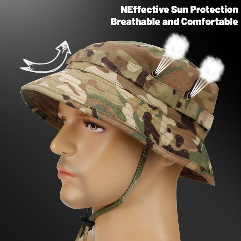 Fashion Flat Top Camo Summer Boonie Camouflage Travel Bucket t Hunting Fishing Adjustable Jungle Bush Cap Men's Hiking Panama_voghion.com