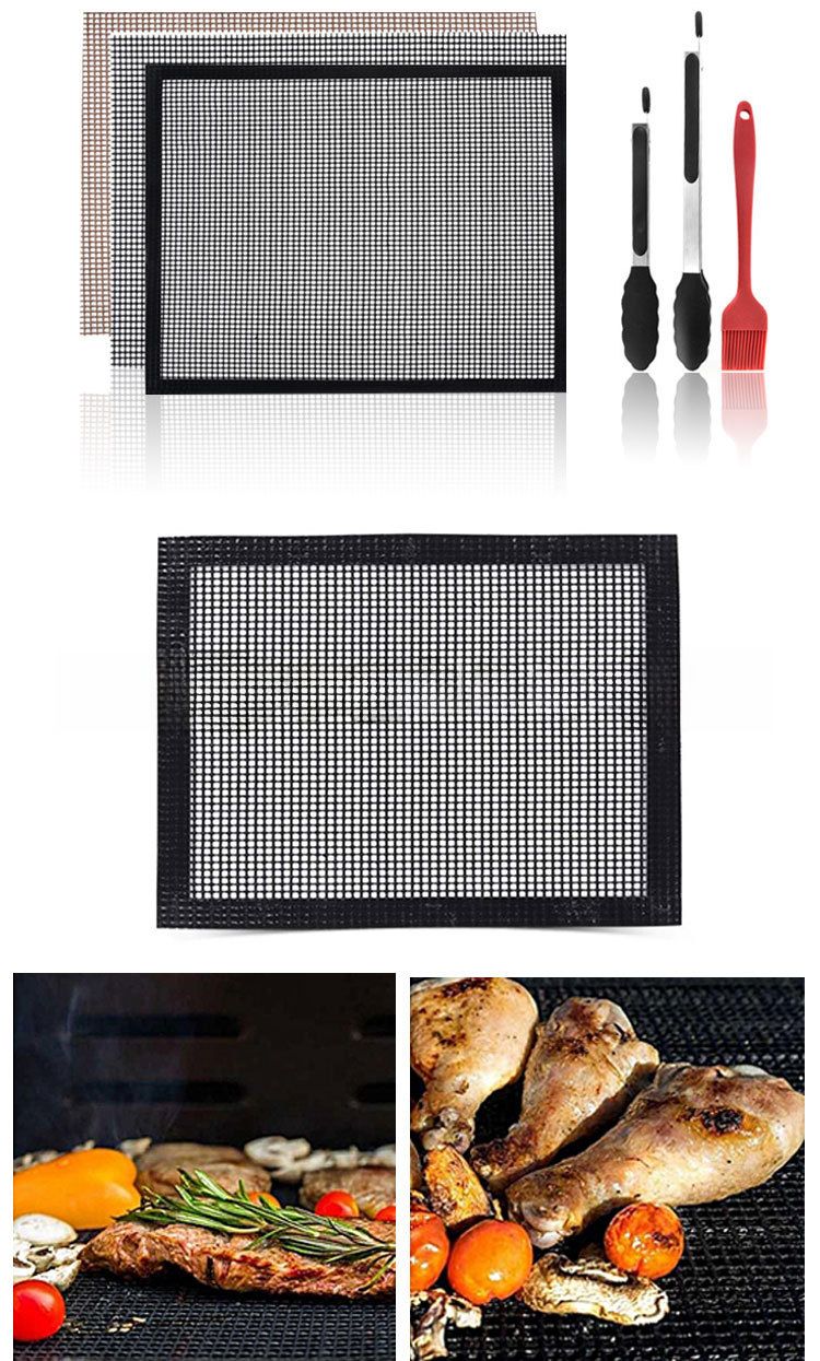 ettertraktet teflon non-stick høytemperatur grill netting matte grillet fisk grill mesh 33*40cm_voghion.com