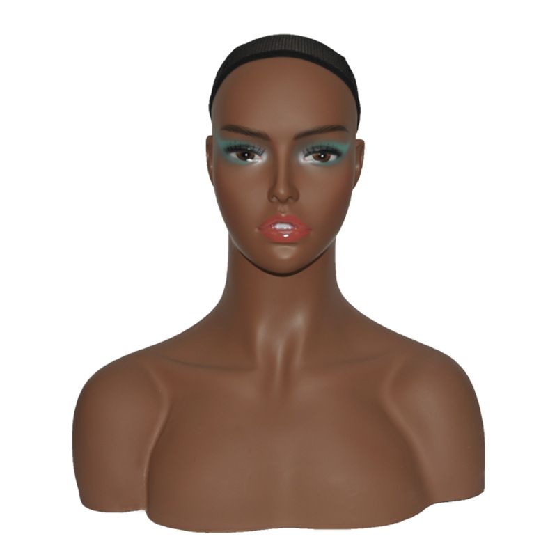 Orecchini color pelle nera, maschere, espositori, manichini per metà corpo femminile, parrucche, teste_voghion.com