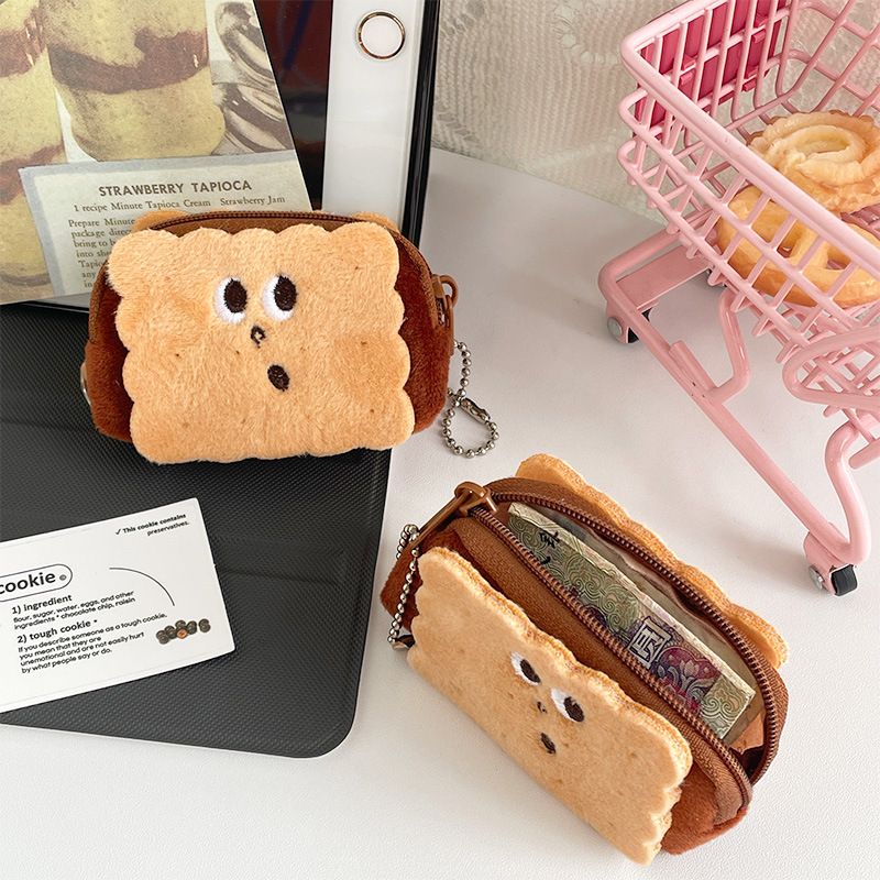 New Creative Surprise Biscuit Coin Purse Plush Personalized Keychain Mini Lipstick Bag Data Cable Bag Pendant_voghion.com